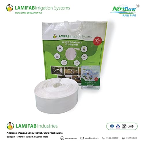 Image of Agriflow ISI HDPE Laminated Lay Flat Pipe | 30 Meter Rain Hose | 2 Inch | 0.56 mm Thick | Polyethylene Woven Lapeta Pipe for Agricultural Irrigation, White