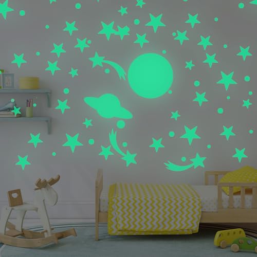 Pegatinas fluorescentes de estrellas y luna para pared, 20 cm miniatura 4