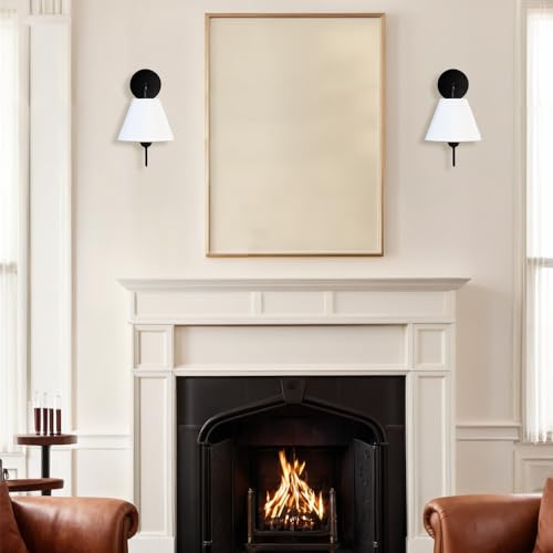 Image of Vintage White Linen Single Wall Sconce, Retro Swoop Wall Lamp with Metal Matte Black Pole, Gooseneck Light Fixture Design for Elegant Home Lighting, Bedroom