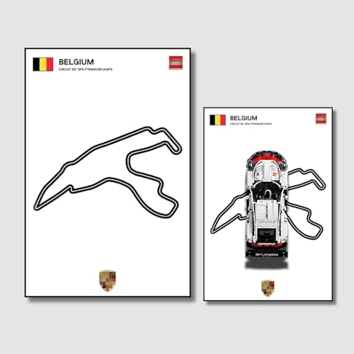 Tablero de pared para Lego Technic 42096 Porsche 911 RSR Race Car para adultos, regalo para entusiastas del montaje en pared de Lego Car y solo tablero de pared (circuito spa en Bélgica)