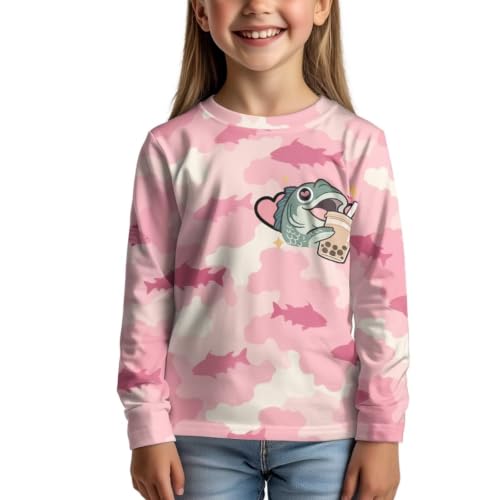 Image of WELLFLYHOM Long Sleeve T-Shirt for Boys Girls 3-16 Years Old Tee Tops Crewneck Pullover Shirts Fall Outfits
