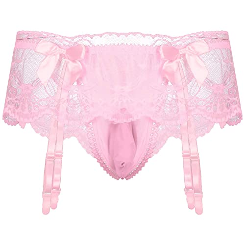 Men's Sissy Skirt Floral Skirted Sissy Pouch Panties Crossdress Underpants Low Waist T-Back Bikini Briefs Underwear