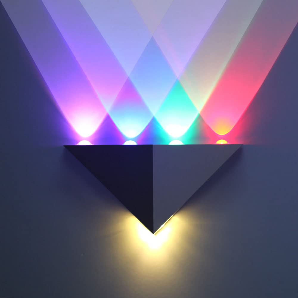 Triangle LED Wall Sconce, 5W Up Down Lights - Aluminium Modern Lamp for Bedroom, Living Room, Restaurant, Corridor, Hallway, Dining Room, Kitchen - RGB