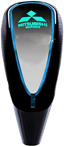 GenericABCDEFG ZhengRong Black Leather Touch Motion Activated LED Light Auto Car Shift Knob Shifter Gear Car Logo Shift Knob with USB Charger for Mitsubishi