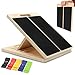 Wooden Slant Board, Adjustable Incline and Calf Stretcher for Leg and Achilles Stretching – Foldable Non-Slip Stretch Board with Handle and 5 Resistance Bands for Home Gym or Office