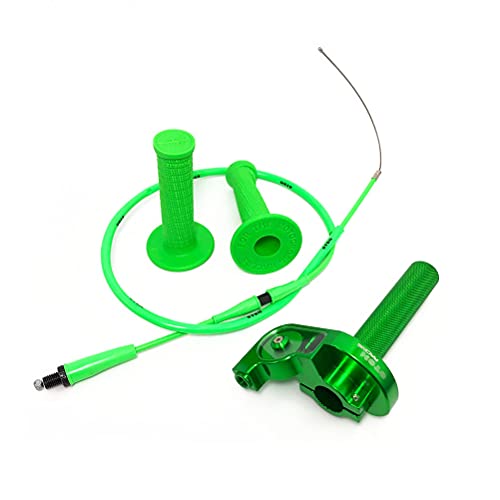 Oudimo 7/8" 22Mm Throttle Twists Grip Cnc Aluminum With Throttle Cable And Handlebar Grip For 50Cc 125Cc 150Cc 250Cc Dirt Bike Motorcycle Accessories (Green, 22Mm) #TOP2