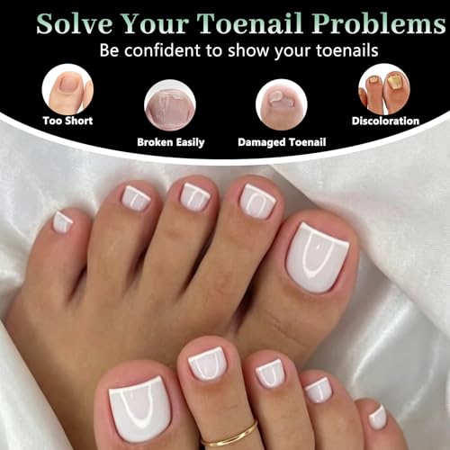 Image of Leykosh 330PCS Toenail Tips Full Cover, 15 Sizes Double-Sided Rough Matte No-File Gel Short Medium Toe Nail Tips, Duck-Bill Square Shape Fake Press on Toenails for DIY Salon Pedicure Nail Extension