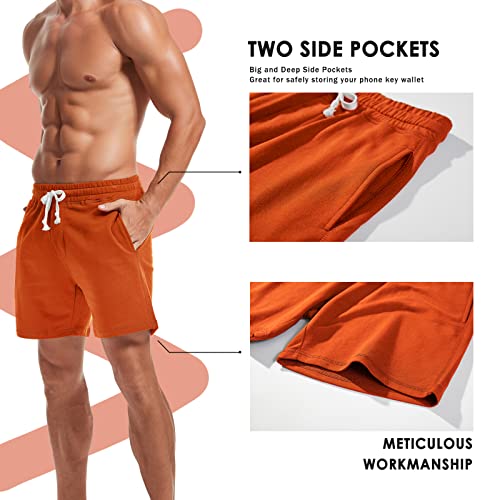 Image of AMY COULEE Mens Athletic Workout Shorts 5.5 inch Cotton Casual Shorts Elastic Waist Joggers Sports Sweat Shorts