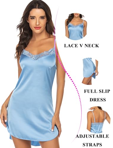 Image of Avidlove Women's Nightwear Sexy Satin Sleepwear Lace Chemises Mini Full Slip