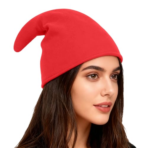 Genérico Producto categoría 1 | Producto título Sombrero con Punta rizada Festiva y Accesorio novedoso para y Eventos de Disfraces sin restricción de SKU ni Tallas (Red, One Size)