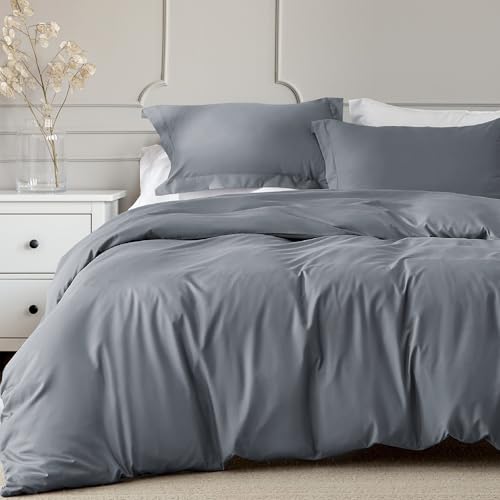 Linens World 200 Thread Count 100% Egyptian Cotton Duvet Quilt Cover Bedding Sets with Pillow cases (Grey, King)