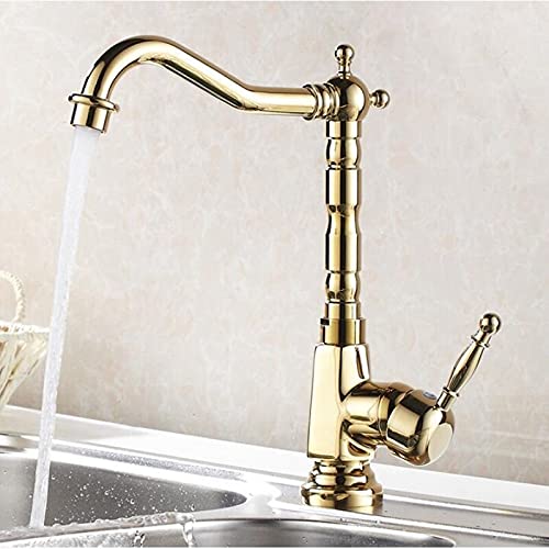 Robinet de cuisine en laiton doré LUNEZY mitigeur élégant pour évier haut de gamme