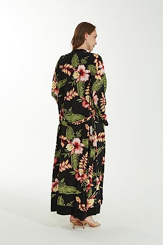 Image of Family Matching Hawaiian Clothes, Black Rafelsia | Lightweight 100% rayon • Family matching outfits • Beach vacations • Luaus • Cruises • Family photos