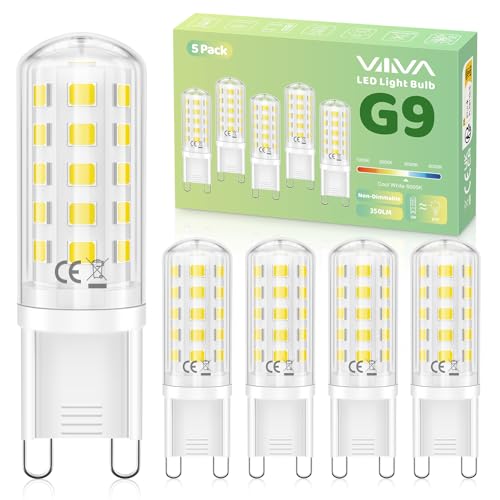 VIIIVA Ampoule LED G9 Blanc Froid 6000K, 3W Équivalent 35W Halogène, 350lm, CRI ≥80, Non Dimmable, Économie d'Énergie, Sans Scintillement, AC 220-240V, Lot de 5