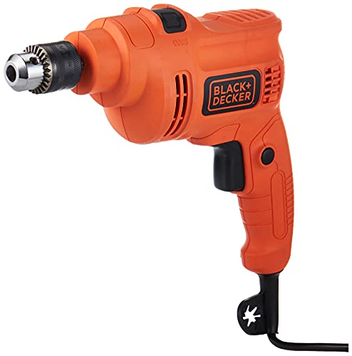 BLACK+DECKER 550W 10mm Corded Electric Hammer Percussion Drill for Metal, Concrete & Wood Drilling, Orange/Black - KR5010-B5,