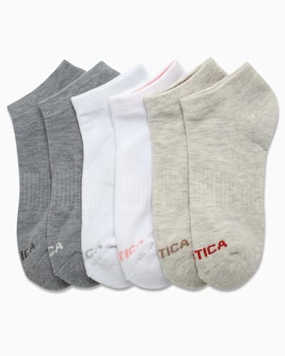 Image of Nautica Womens Low Cut Socks - 6 Pack Soft Stretch Breathable Mesh Cushioned Athletic Performance No Show Socks for Women