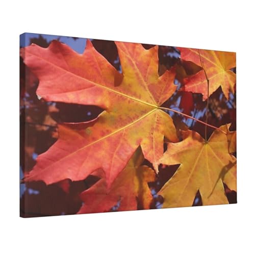 Toile murale colorée de haute précision, tableau feuilles d'érable d'automne 30 x 45 cm