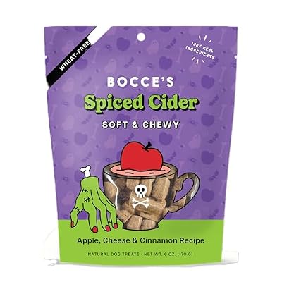Bocce's Bakery Spiced Cider All-Natural Soft & Chewy Halloween Dog Treats - Wheat-Free Everyday Cookies for Dogs, Made with Real Ingredients & Baked in The USA – Apple & Cinnamon Flavored (6 oz Bag)