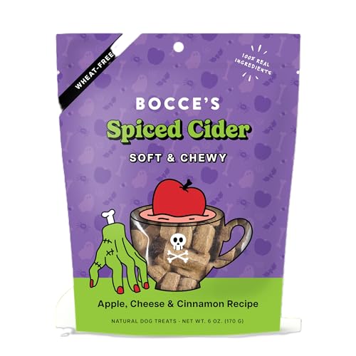 Bocce's Bakery Spiced Cider All-Natural Soft & Chewy Halloween Dog Treats - Wheat-Free Everyday Cookies for Dogs, Made with Real Ingredients & Baked in The USA – Apple & Cinnamon Flavored (6 oz Bag)