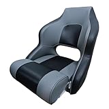 Vancus Deluxe High Back Boat Seats Premium Sports Flip Up Captain Bucket Boat Seat with Armrests and Bolster,Gray and Black
