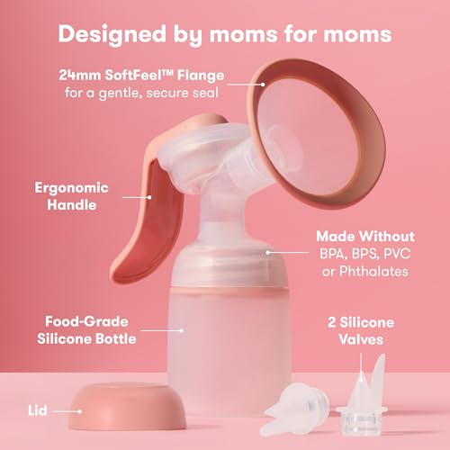 Image of FridaMom Manual Breast Pump, Portable Hand Breast Pump with SoftFeel Flange | Ergonomic Handle for Comfortable Milk Expression, Breastfeeding Essential for Nursing Moms