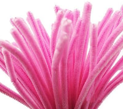 Carykon Super Fuzzy Chenille Stems Pipe Cleaners, Pack of 100 (Pink)