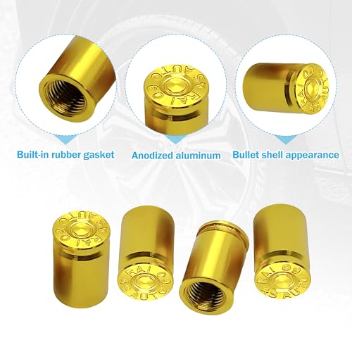 4pcs Waterproof Dust Caps for Car and Bike Tyre Valve – Universal Tire Valve Stem Covers, Black Replacement Tyre Caps with Airtight Seal, Bullet Shell Shape Design for Cars and Bikes - Image 3