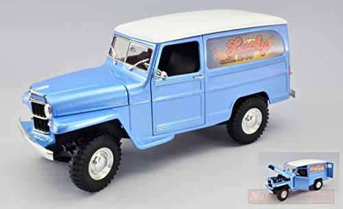 NEW Lucky Die Cast LDC92858AB Willys Jeep Van Lucky 1978 Light Blue +White Roof 1:18