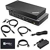 Paquete de estación de acoplamiento Thinkpad 40AF0135US – Estación de acoplamiento USB C con USB-A + adaptador USB tipo A + cable HDMI + cable DisplayPort + cable USB-C + paño de microfibra (renovado)