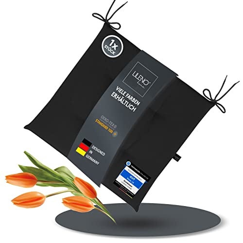 LILENO HOME Juego de 1 cojín para silla de color negro (40 x 40 x 4,5 cm) – Cojín para silla de...