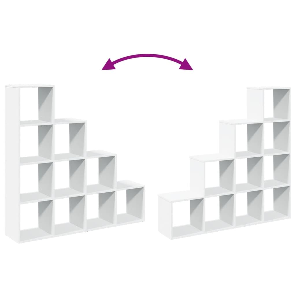 Generisch Raumteiler-Bücherregal 4 Stufen Weiß 131,5x29x131,5 cm,Möbel,Regalsysteme,Bücherregale Bücherschränke-857967