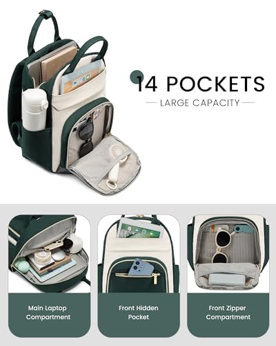 Image of LOVEVOOK Mini Backpack Purse for Women, Small Backpack Bag, Light Weight Stylish Backpack for Daily Travel, Drak Green-Beige-Black