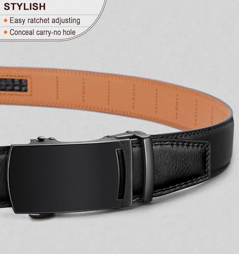 Image of KEMISANT Belt Men, Sliding Ratchet Belt Genuine Leather For Gift Mens Dress Pants Oxfords,Size Adjustable