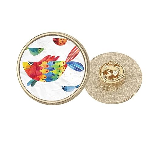 Broche ronde poisson en métal doré, le cadeau idéal coloré en taille M