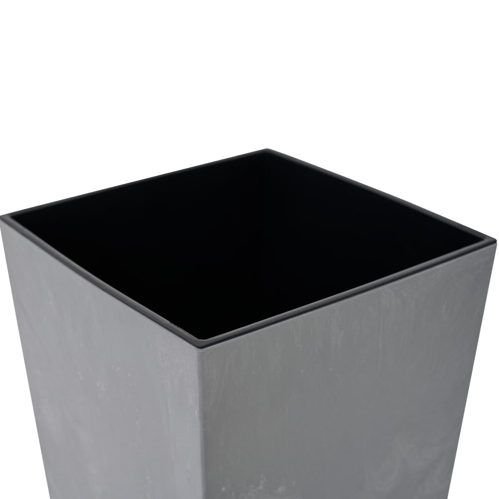 Nizza Stone Pot de Fleurs en Plastique avec Insert Gris Aspect béton 25 x 26 cm