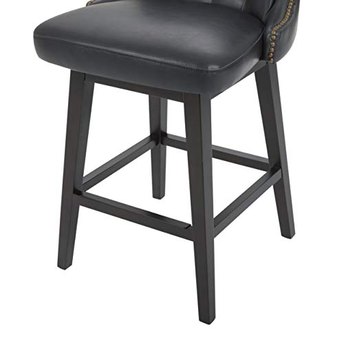 Amazon Brand – Stone & Beam Morgan Faux Leather Memory-Swivel Counter-Height Barstool, 38.2"H, Black #TOP6