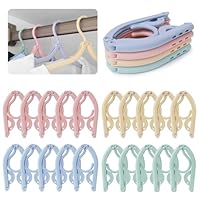 20PCS Folding Clothes Hangers Travel Hangers Travel Portable Plastic Coats Hangers Space Saving for Hotel Camping Holiday Travel Accessories Home Cruise Essentials (4Colors)