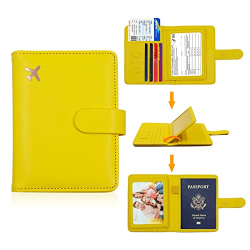Image of Melsbrinna RFID Passport Holder for Travel Women /Men, Cute RFID Blocking Wallet with Card Slots, Travel Wallet /Passport Case (1, Yellow)