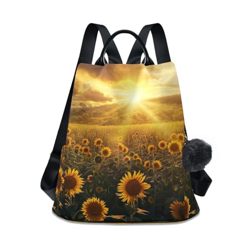 Sac à dos de voyage femme antivol imperméable léger imprimé fleurs de tournesol