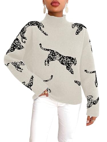 Image of ZAFUL Flower Crochet Turtleneck Sweater for Women Pullover Puff Long Sleeve Boho Knit Sweaters Trendy Knitwear Tops