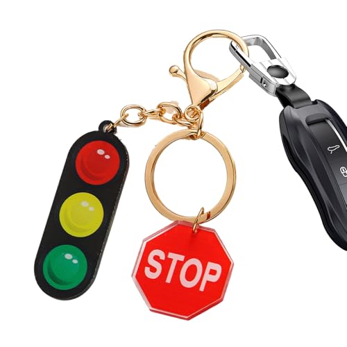 Verkehrsschl&uuml;sselketten - eindeutiges Signaldesign Schl&uuml;sselbund, Signallampenstop -Go -Zubeh&ouml;r | Charme f&uuml;r Fahrlehrer und Schulbeutel, einzigartige Geschenke, Autoschl&uuml;ssel und Smartphone -Anh&auml;nger,
