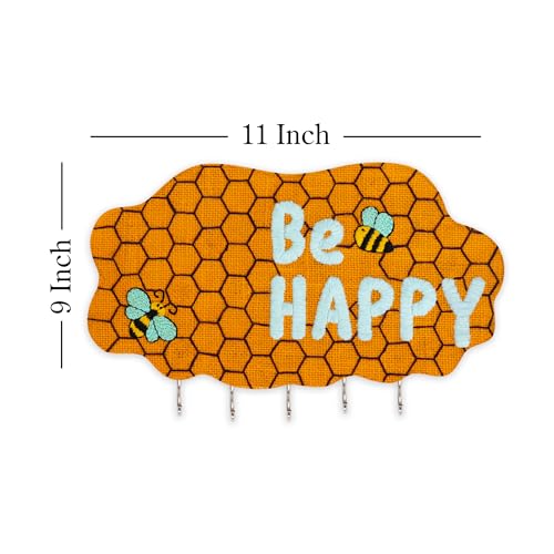 Image of picknMAKE DIY Embroidery Keychain Holder Kit - Stitch, Assemble, and Craft a Cloud-Shaped Be Happy Key Organizer with Hooks & All Material Included, Create a Personalized Wall-Mounted