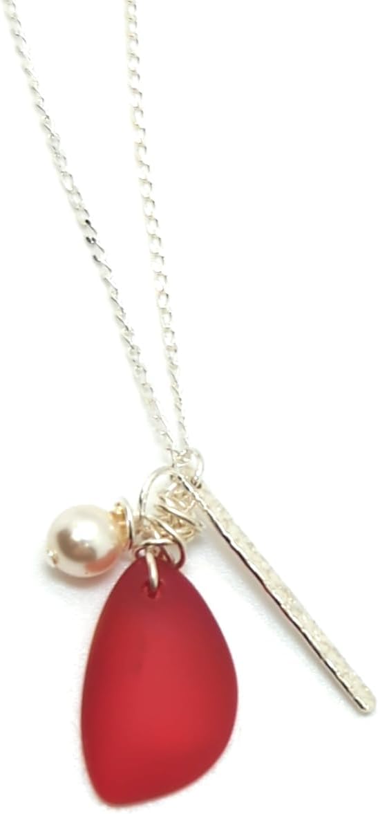 Gorgeous Sunset Love Red Recycled Sea Glass Earrings with Handmade Silver Knot on Sterling Silver Hooks, Beautfiul Gift - Image 7