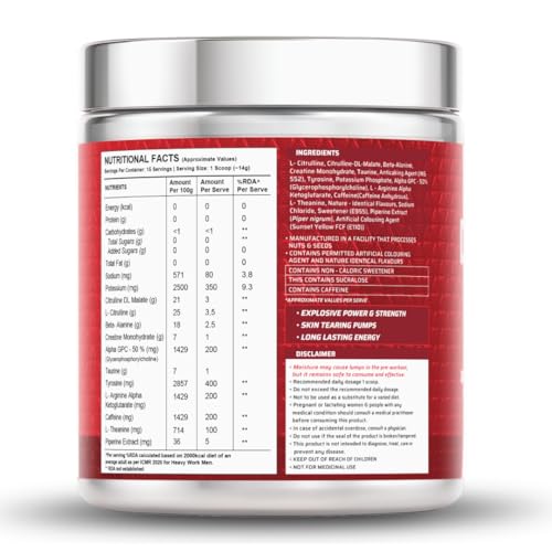Image of Wellversed Dynamite Pre Workout For Men (15 Servings, Valencia Orange) For Focus & Energy Boost With 6500mg Citrulline Complex | Preworkout Supplements For Men - 210g