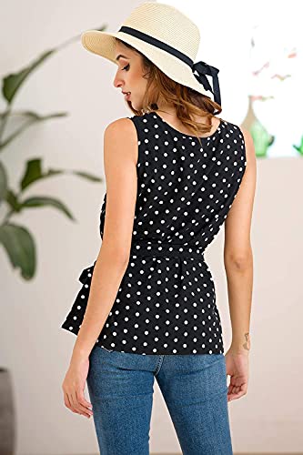 Evelure-Vestito-a-Pois-Senza-Maniche-in-Chiffon-da-Donna-Camicetta-a-Pois-Vintage-Camicetta-a-Portafoglio-con-Top-a-Pois-Maglietta-a-Pois
