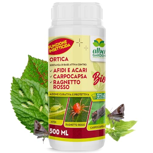 Albagarden - Insetticida Piante Naturale A Base Di Estratto Di Ortica Biologico - Contro Cocciniglia Afidi Ragnetto Rosso Pidocchi - Conc. 500 ml