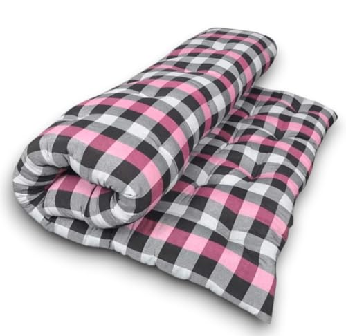 Image of Deevine Craft Soft Cotton Quilt Medium Firm Light Weight Mattress - Multicolor (6X6 ft or 72X72 Inches, Double Bed King Size Cotton Mattress)