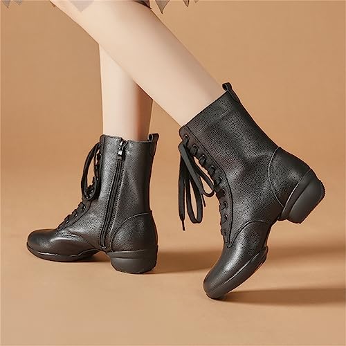 Women's Jazz Shoes Lace-Up Dancing Walking Sneakers High Top Split Sole Modern Dance Shoes3