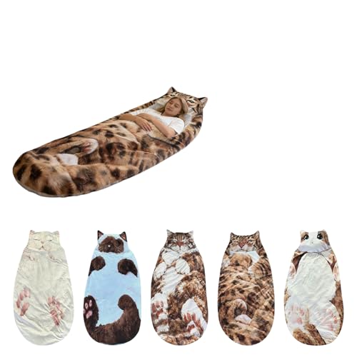 Sac de couchage en peluche pour chat pour adulte avec coussin doux