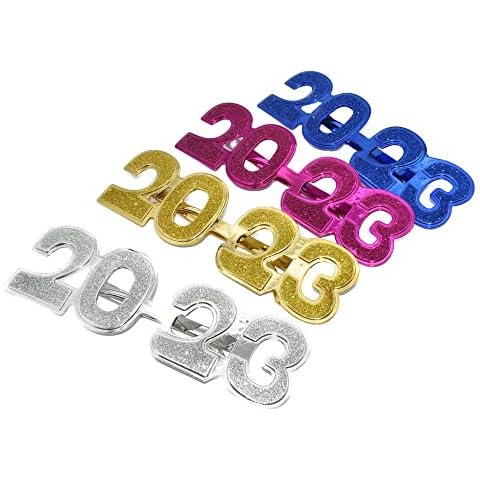 SWSATYW 4PCS 2023 Plastic Glasses Happy New Year's Eve Glasses Class of 2023 Graduation Grad 2023 Party Favor Photo Props Cover